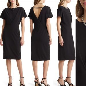 Halogen V Back Cutout Sheath Dress Black Size XS‎
